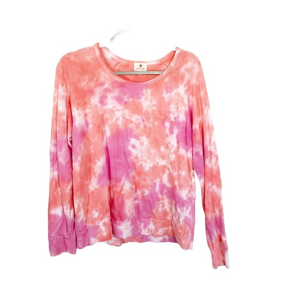 Sundry Sweatshirt Crew Neck Pullover in Pink Apricot Tie Dye Size Medium NWT - Picture 2 of 5
